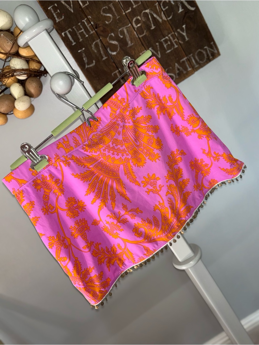 Letarte Pink and Orange Beaded Swim Sarong